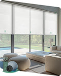 Yoolax Smart Coupled Roller Shades Compatible with Alexa Google, Motorized Blinds with Remote Light Filtering Coupled Roller Shades for X-Large Windows, Custom Size(XL Coupled-Jacquard White)