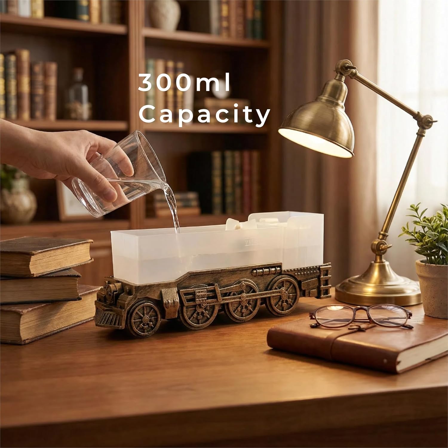 300ml Train Diffuser, Train-Shaped Humidifier, Vintage Steam-Style Diffuser with Remote Control, 2 Spray Modes & 2 Color Lights for Bedroom or Home Decor