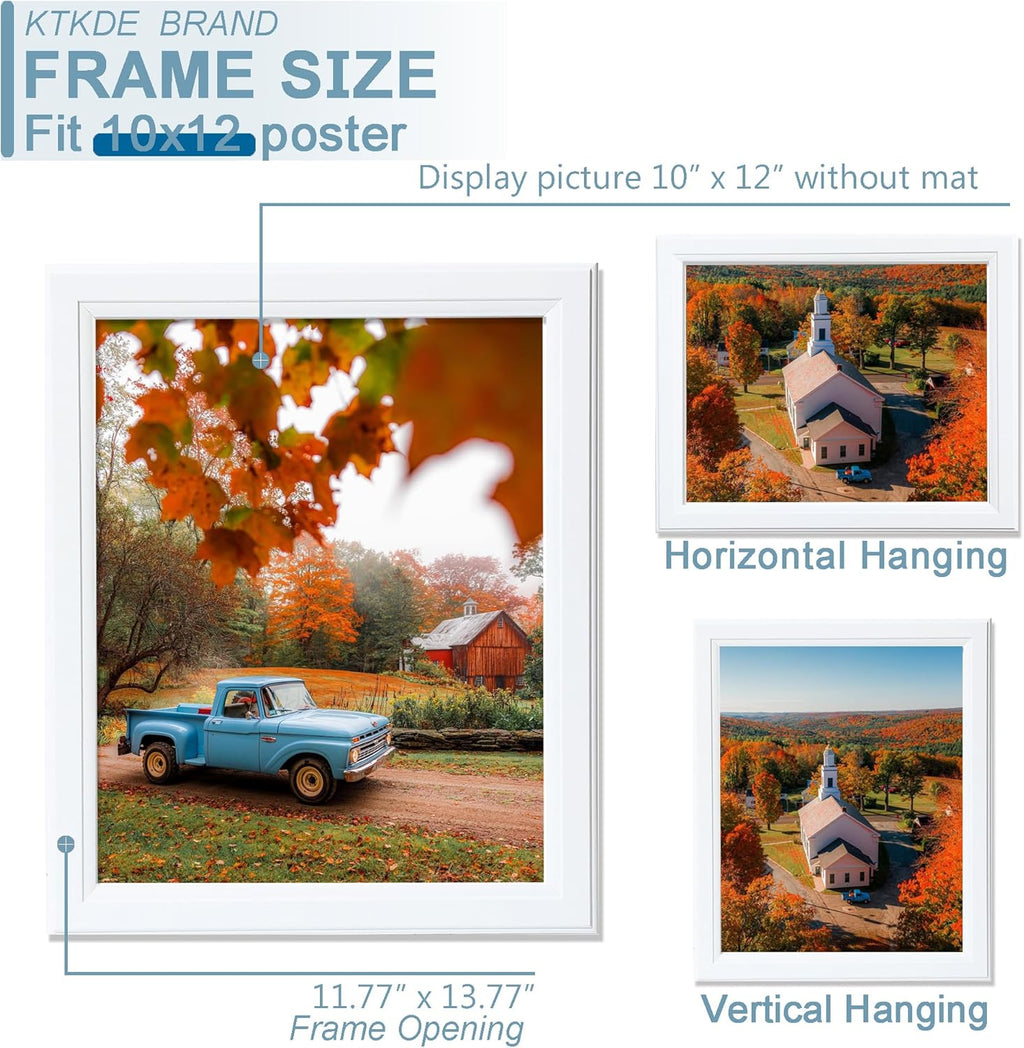 KTKDE 10x12 Picture Frame Set of 5,White Wooden frames, Vertical & Horizontal Wall Hanging for Wall or Tapletop Display,Studio Gallery Photo Frame for Photos, Posters & Art Prints