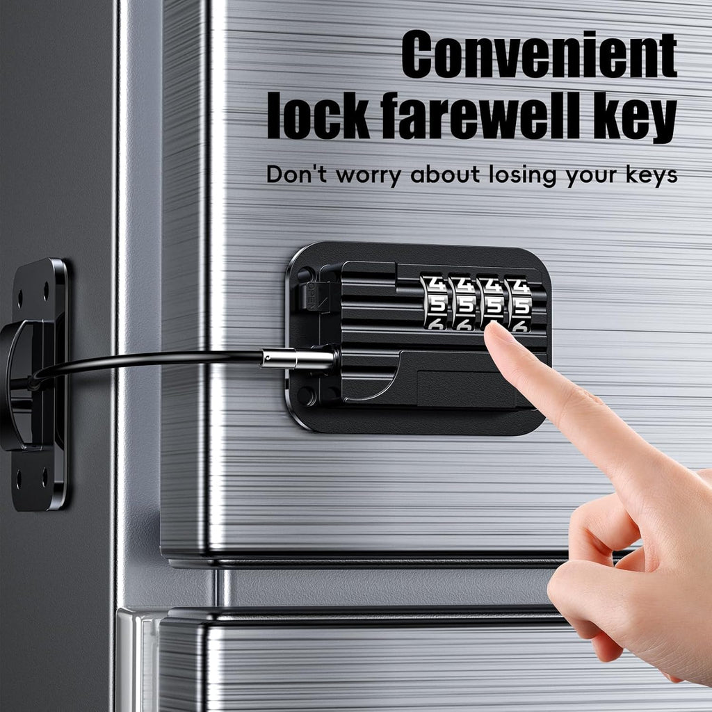 Upgraded Refrigerator Combination Locks- Changeable Password Fridge Locks for Kids, Toddlers and Children, Child & Baby Proofing Safety Door Lock for Cabinet and Drawers Windows(Black-2 Pack)