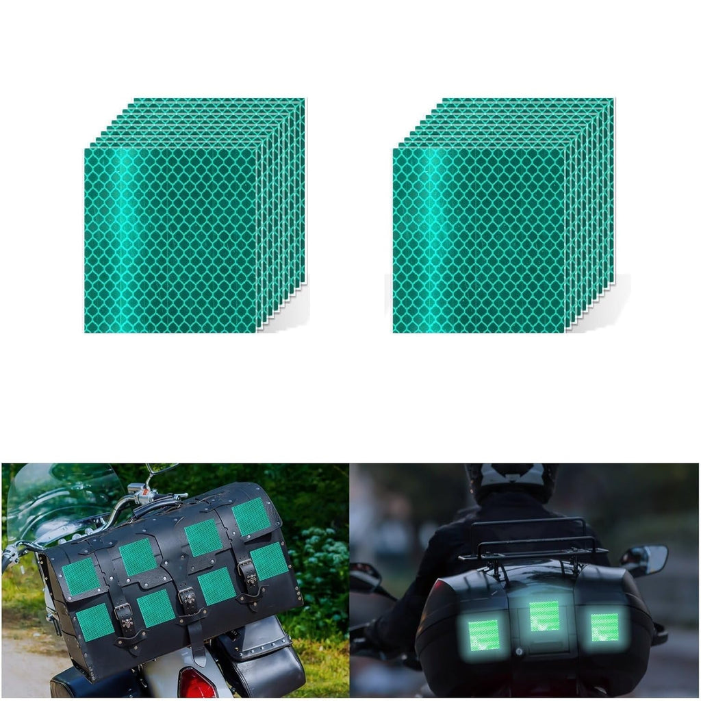 Non Fading Green Reflective Stickers 2 inch X 2 inch, Outdoor Waterproof High Visibility Warning Safety Adhesive Reflector Tape (20 Pcs)