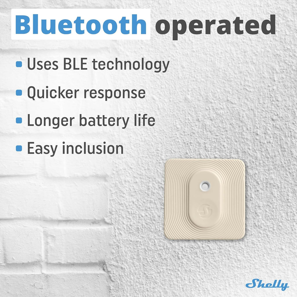 Shelly Bluetooth Smart Temperature & Humidity Sensor with Remote App Control & Monitoring, Home Assistant, Alexa, Google Home, Smart Scenes, IP54, Notification Alerts, Blu H&T Ivory
