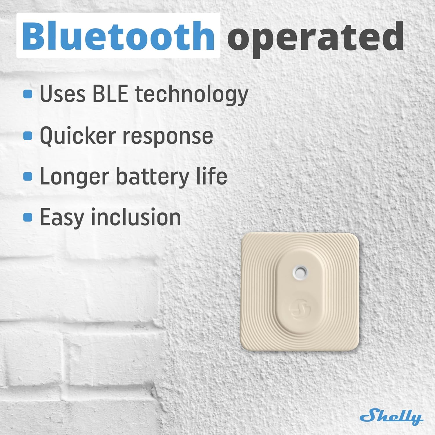 Shelly Bluetooth Smart Temperature & Humidity Sensor with Remote App Control & Monitoring, Home Assistant, Alexa, Google Home, Smart Scenes, IP54, Notification Alerts, Blu H&T Ivory