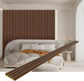 8-Pack WPC Slat Wall Panels - 3D Wall Panels, Water-Proof and Easy Installation, Accent Slat Wall Paneling for Living Room, Office,Walnut, 96 x 6.6 Inch