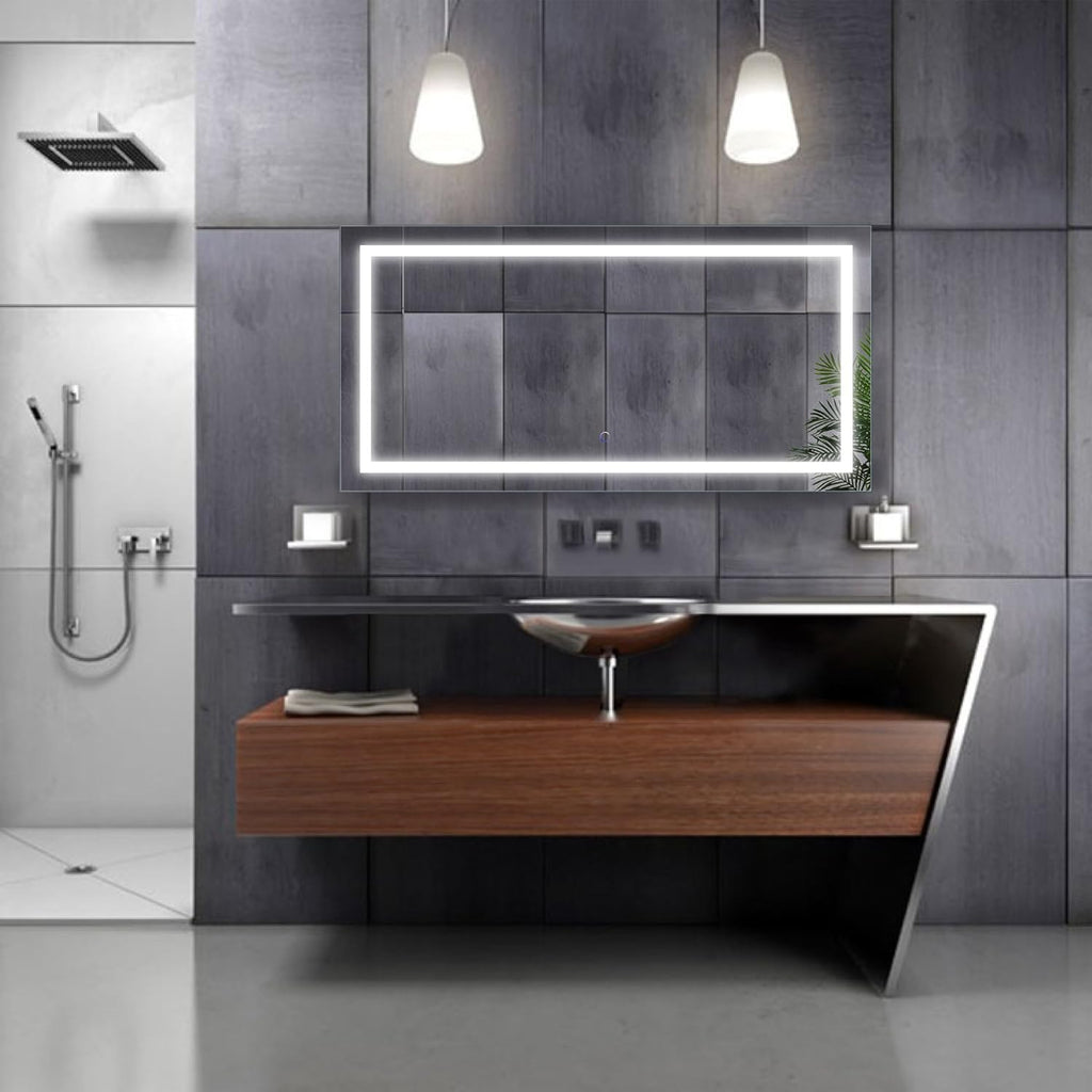 Krugg | Large 48 Inch X 24 Inch LED Bathroom Mirror | Lighted Vanity Mirror Includes Dimmer & Defogger | Wall Mount Vertical or Horizontal Installation