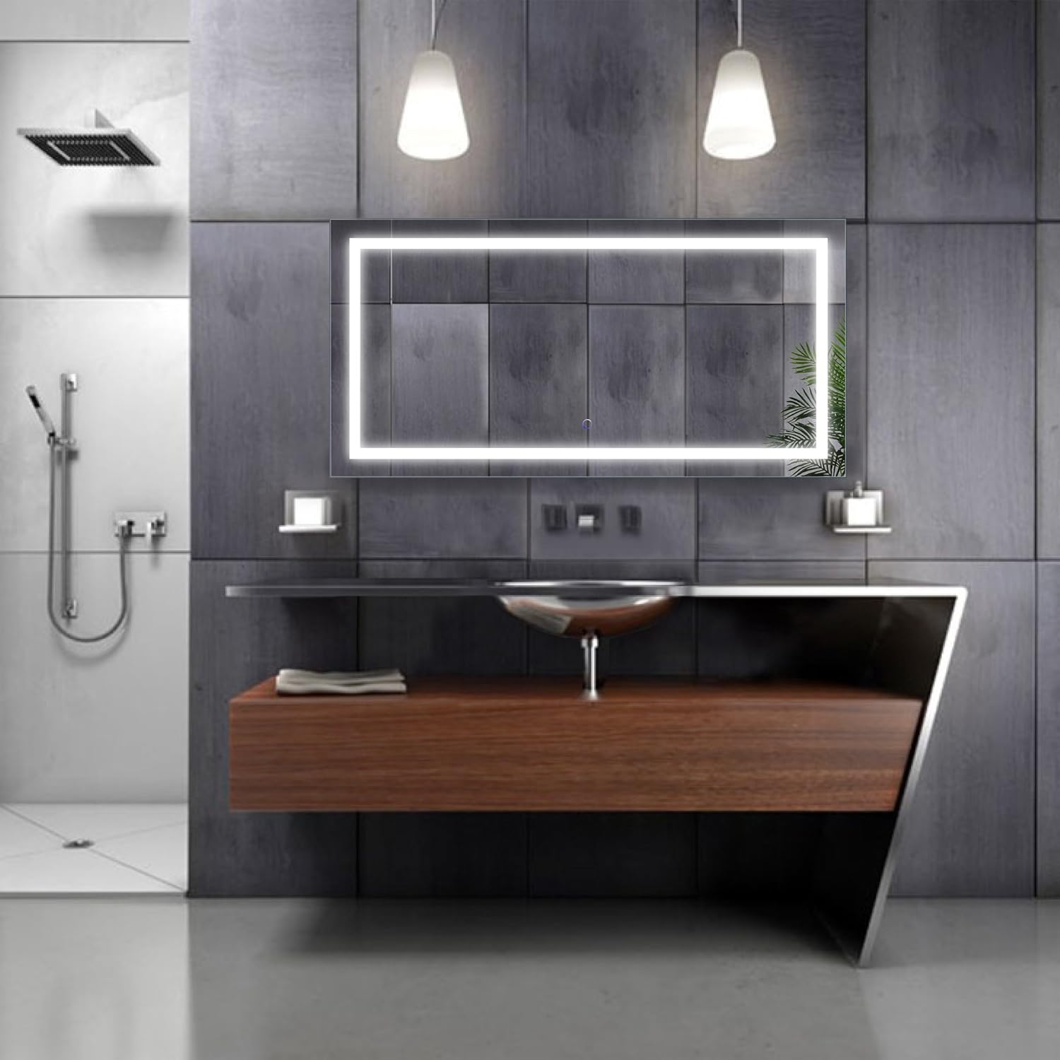 Krugg | Large 48 Inch X 24 Inch LED Bathroom Mirror | Lighted Vanity Mirror Includes Dimmer & Defogger | Wall Mount Vertical or Horizontal Installation