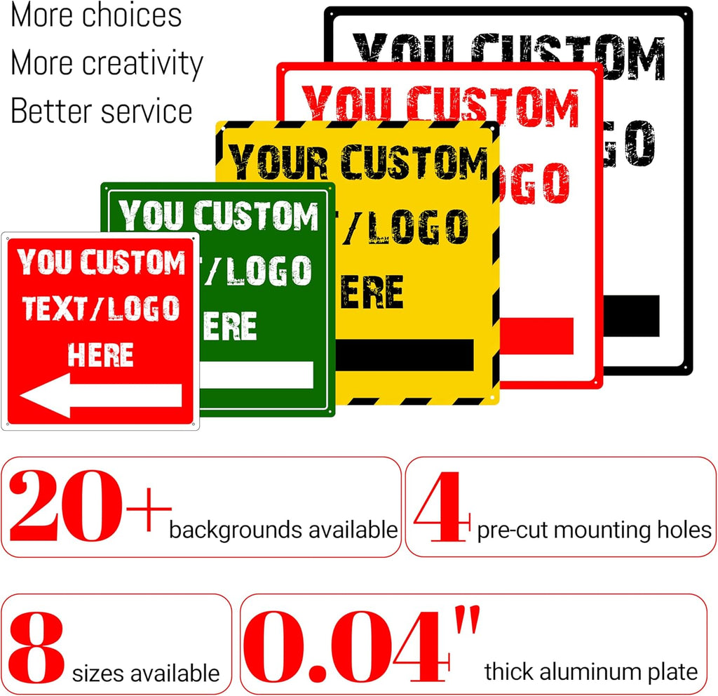 Custom Square Directional Signs - 8 * 8 inches - Corporate logos/warning text, for indoor and outdoor use