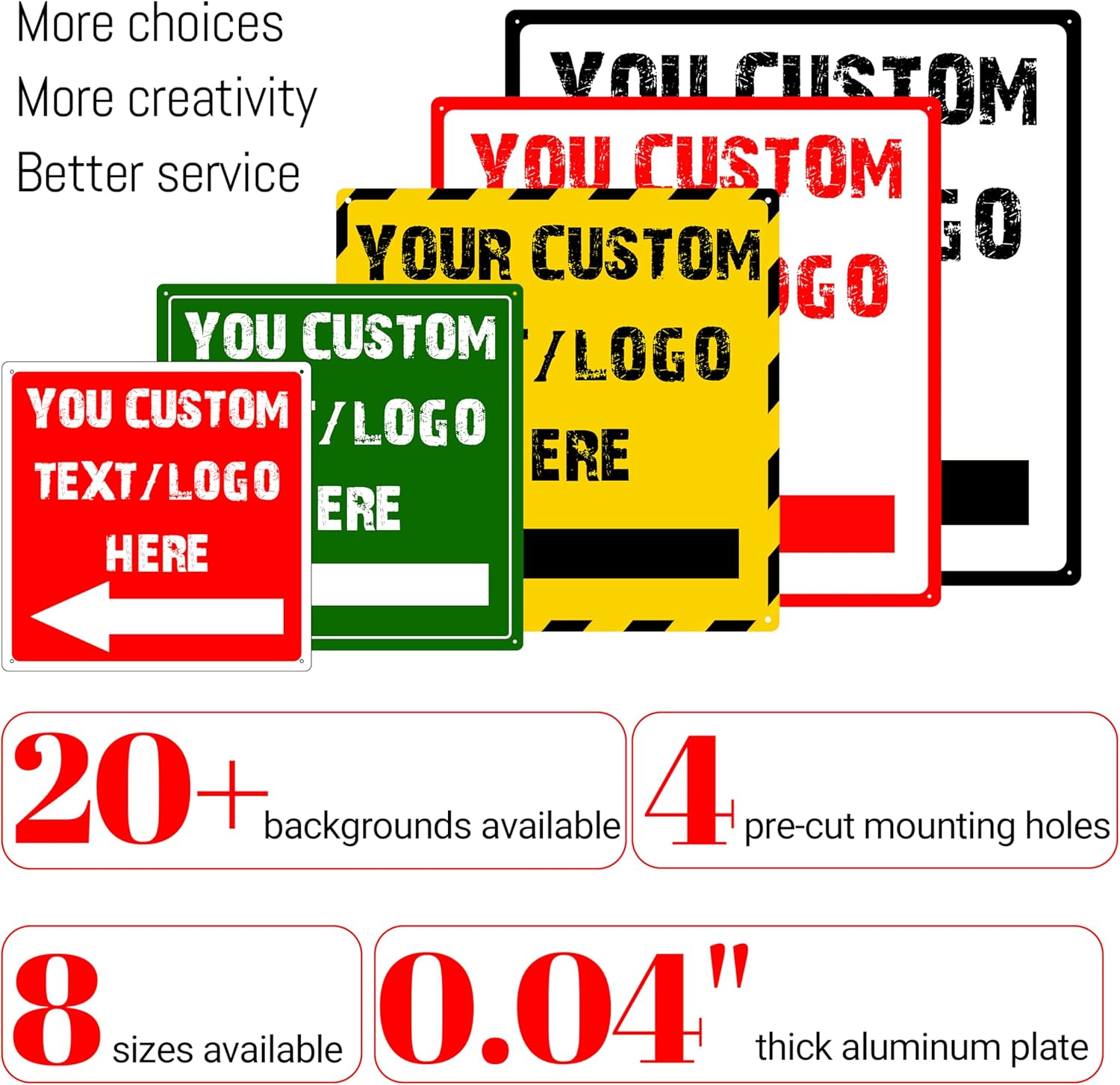 Custom Square Directional Signs - 8 * 8 inches - Corporate logos/warning text, for indoor and outdoor use