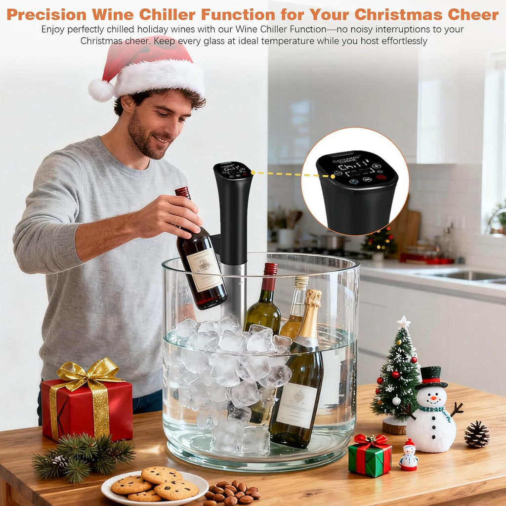 Sous Vide Cooker, Wine Chiller, 1000W, Sous Vide Machine for Kitchen, Immersion Circulator, Sous Vide Kit with Vacuum Bags, Vacuum Pump, Accurate Temperature Timer, Fast Heating