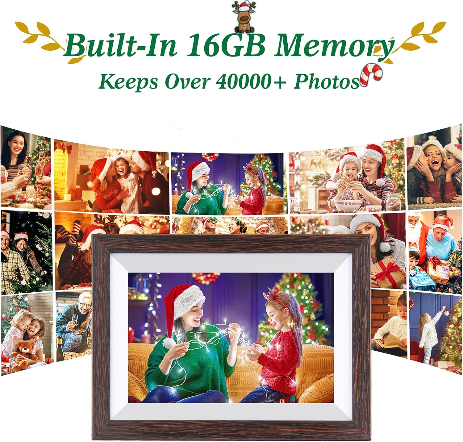 Frameo-Digital-Picture Frame 10.1 Inch Electronic-Digital Photo Frame with IPS Touch Screen HD Display, Smart WiFi Photos or Videos Farme via Free Frameo APP (Brown Wood Frame)