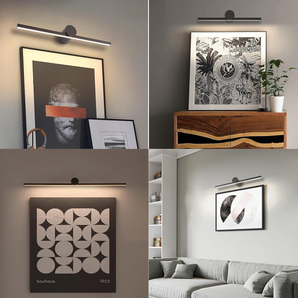 ZitoStory Battery Operated Picture Light with Remote,Wireless Dimmable Art Lights for Paintings Rechargeable Gallery Light Artwork Lighting for Canvas, Portrait (Black,20'' Inch)