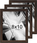 KTKDE 8x10 Picture Frame Set of 3,Walnut Wooden frames, Vertical & Horizontal Wall Hanging for Wall or Tapletop Display,Studio Gallery Photo Frame for Photos, Posters & Art Prints