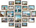 decorUhome Assorted Picture Frames Collage Wall Decor for Photo Gallery Display Set of 20 Including Four 8x10 / Eight 5x7 / Eight 4x6 for Family Wall Decor, Distressed Brown, 20 Pack