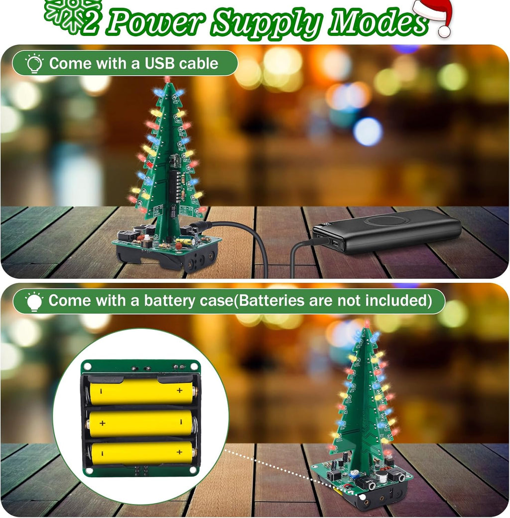 3D Christmas Tree Soldering Kit, Icstation DIY Soldering Practice Kit Spectrum Light Xmas Tree Soldering Assemble Kit for Teaching Learning STEM Educational