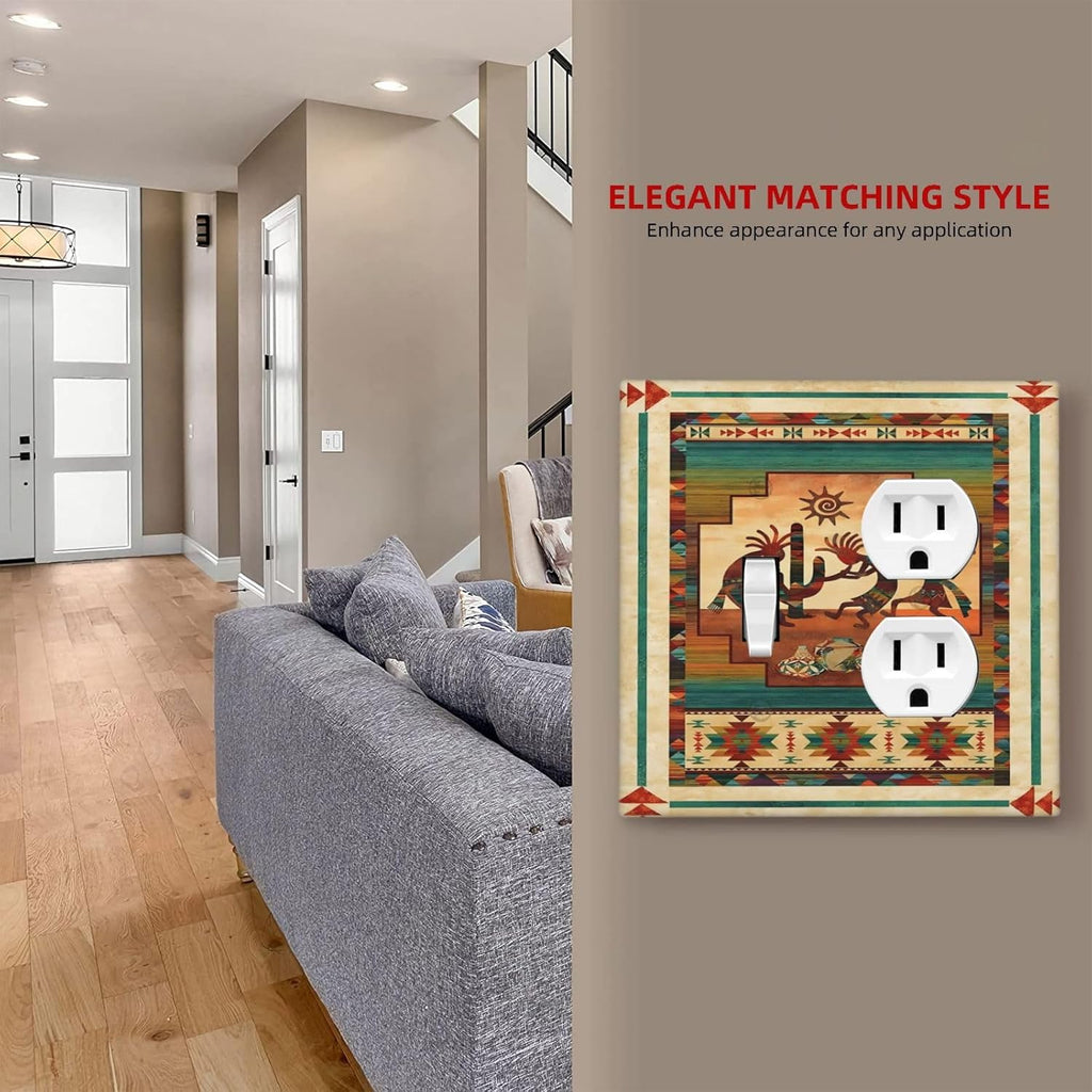 Decorative Outlet Covers Native American African Afro 2 Gang Wall Plate Single Toggle Duplex Light Switch Cover Switch Plate Covers Faceplate for Home Bedroom Decor