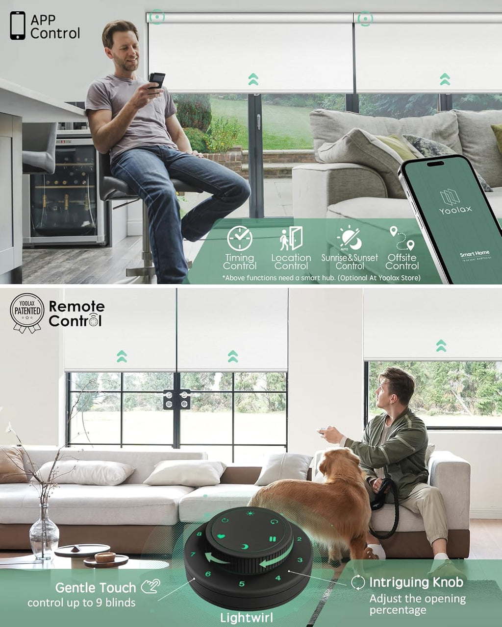 Yoolax Motorized Blinds with Remote, Smart Blinds for Windows Blackout Automatic Shades Work with Alexa Remote Control Roller Window Shades with Valance, Custom Size (Fabric-White)