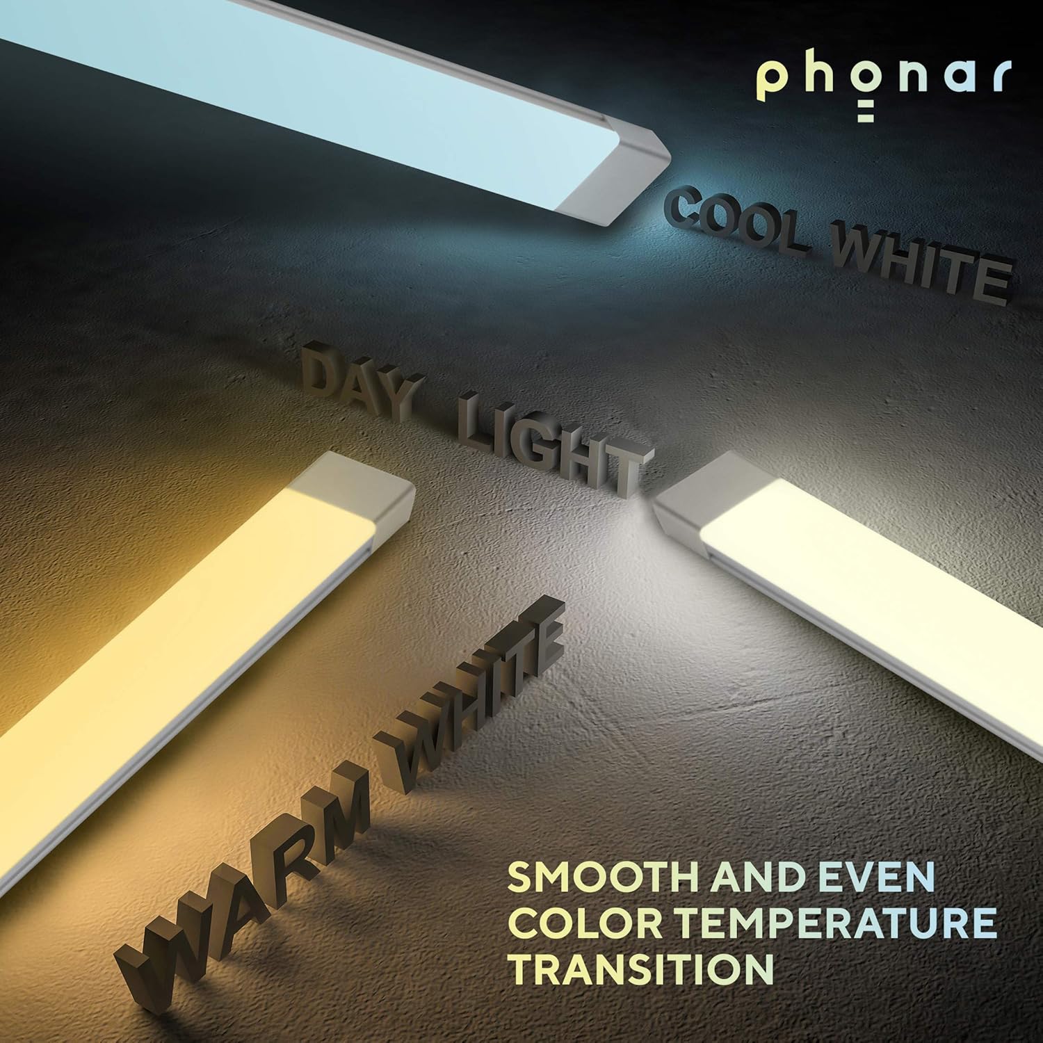 phonar 24 Inches Under Cabinet Lighting LED Lamps for Kitchen, Closet, Variable Color LED Under Counter Lighting Motion Sensor with Plug-in Installation LED Lighting for Wardrobe