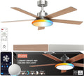 Lumary Smart Ceiling Fan with RGBAI Lights 52'', RGB & Stepless Color Temperature, Work with Alexa/Google/Remote, 46 Scenes, Modern Flush Mount Low Profile Ceiling Fan for Bedroom Kids Room, Silver