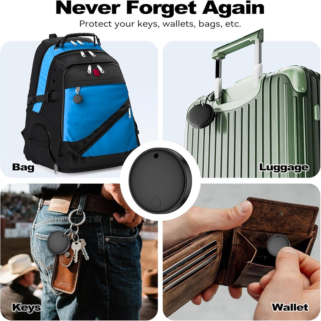 Eelexa Smart Tag Tracker, Dual System(Both iOS&Android) Air Tracker Tag, Compatible with Apple Find My or Google Find Hub Smart Keys Finder Item Locator with Waterproof&Light (Black-2Pack)