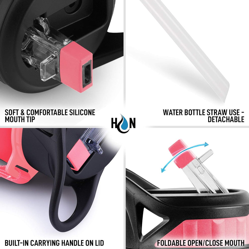 Hydration Nation (32oz Water Bottle With Time Marker - Leak Proof Water Bottles With Times To Drink For Fitness & Sports - 32oz Water Bottle With Straw For Drinking - Water Tracker Bottles (Pink)
