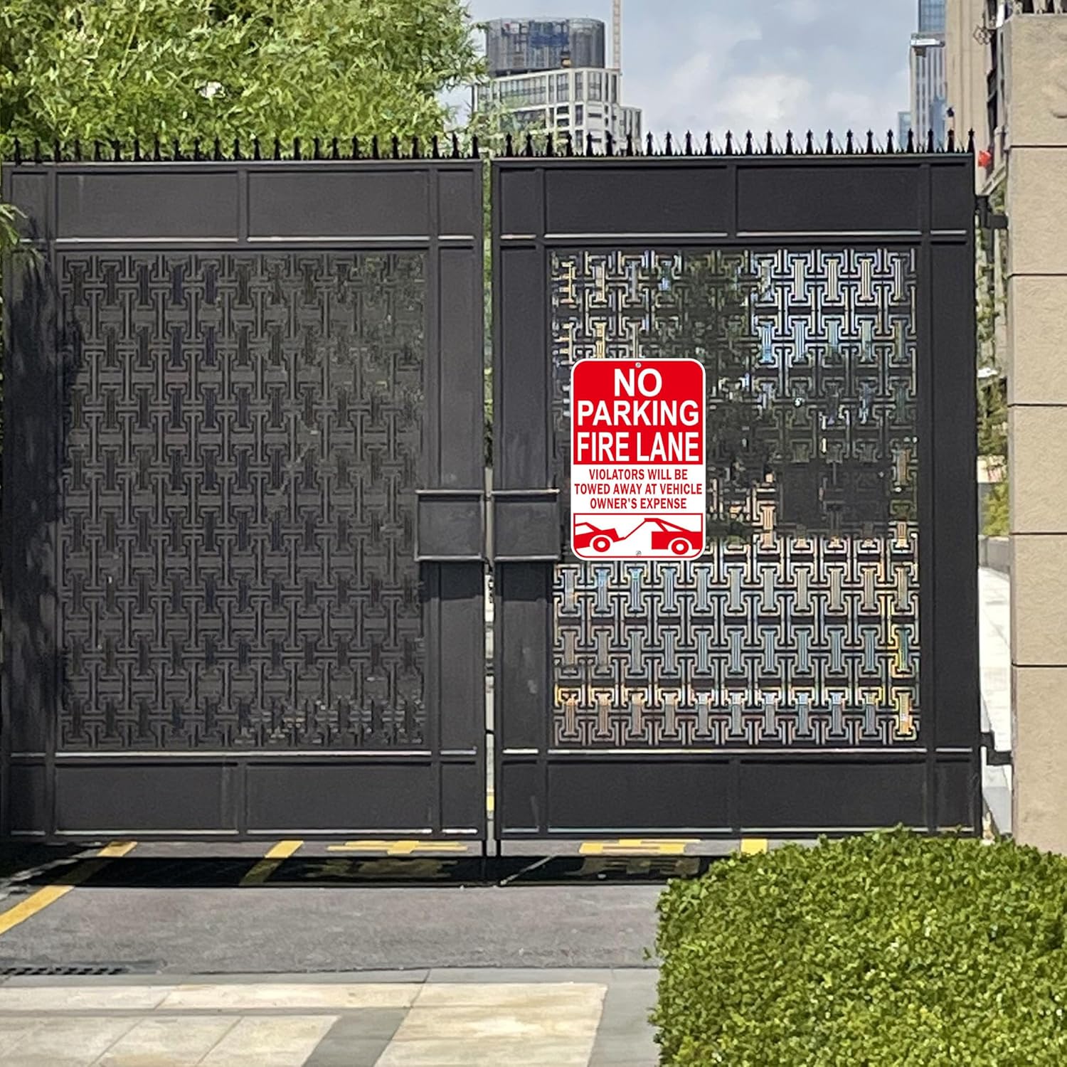 No Parking Fire Lane Sign, Reflective Aluminum, 12 x 18 Inches, Weather Resistant, UV Protected, Indoor Outdoor Use, 2 Pack