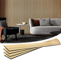 Art3d 4-Piece Wood Slat Acoustic Panels for Stylish Decor and Noise Reduction, 3D Textured Panel for Ceiling and Wall, Oak