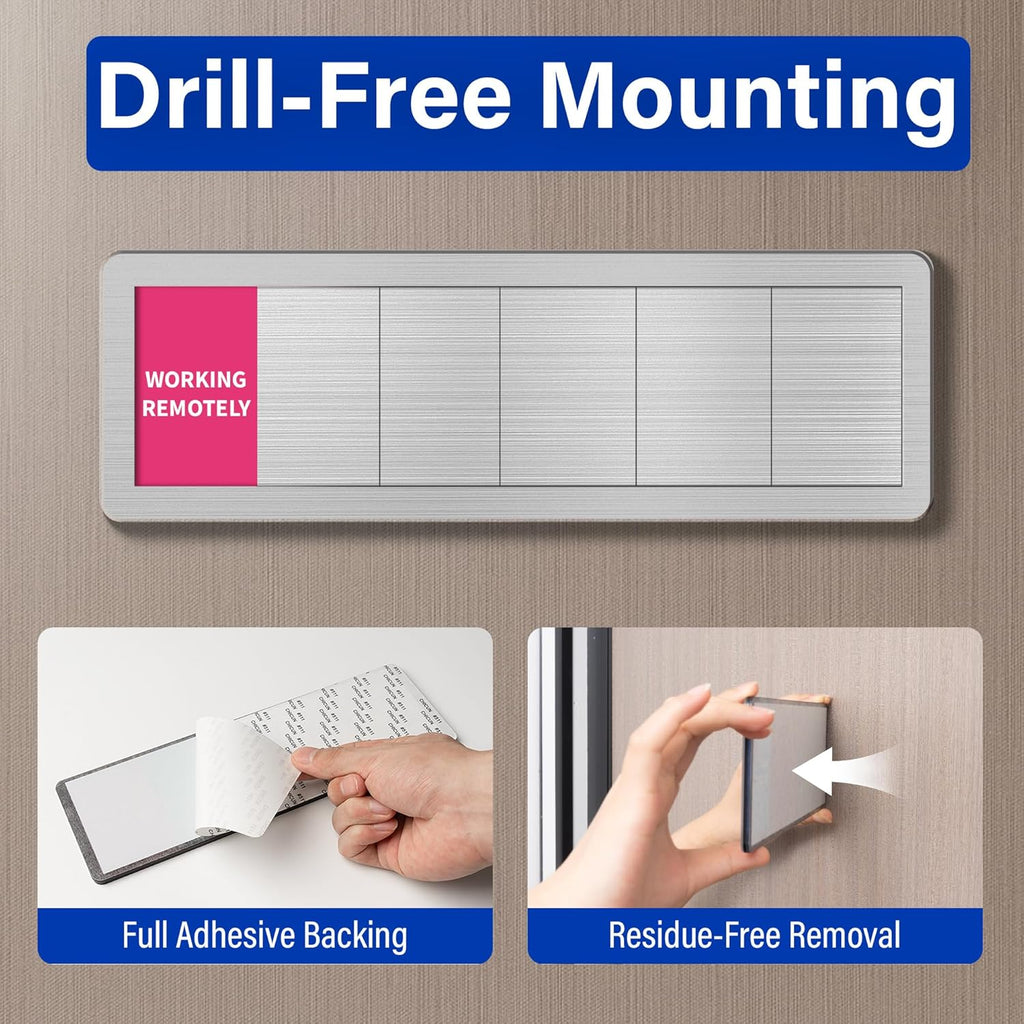 Office Door Signs with 6 Printed Status Options – Do Not Disturb, Out of Office, In a Meeting, Please Knock, Work from Home, Back Soon – Includes Custom Personalized Blank Sticker for Privacy Workspace or Studio Available and Away