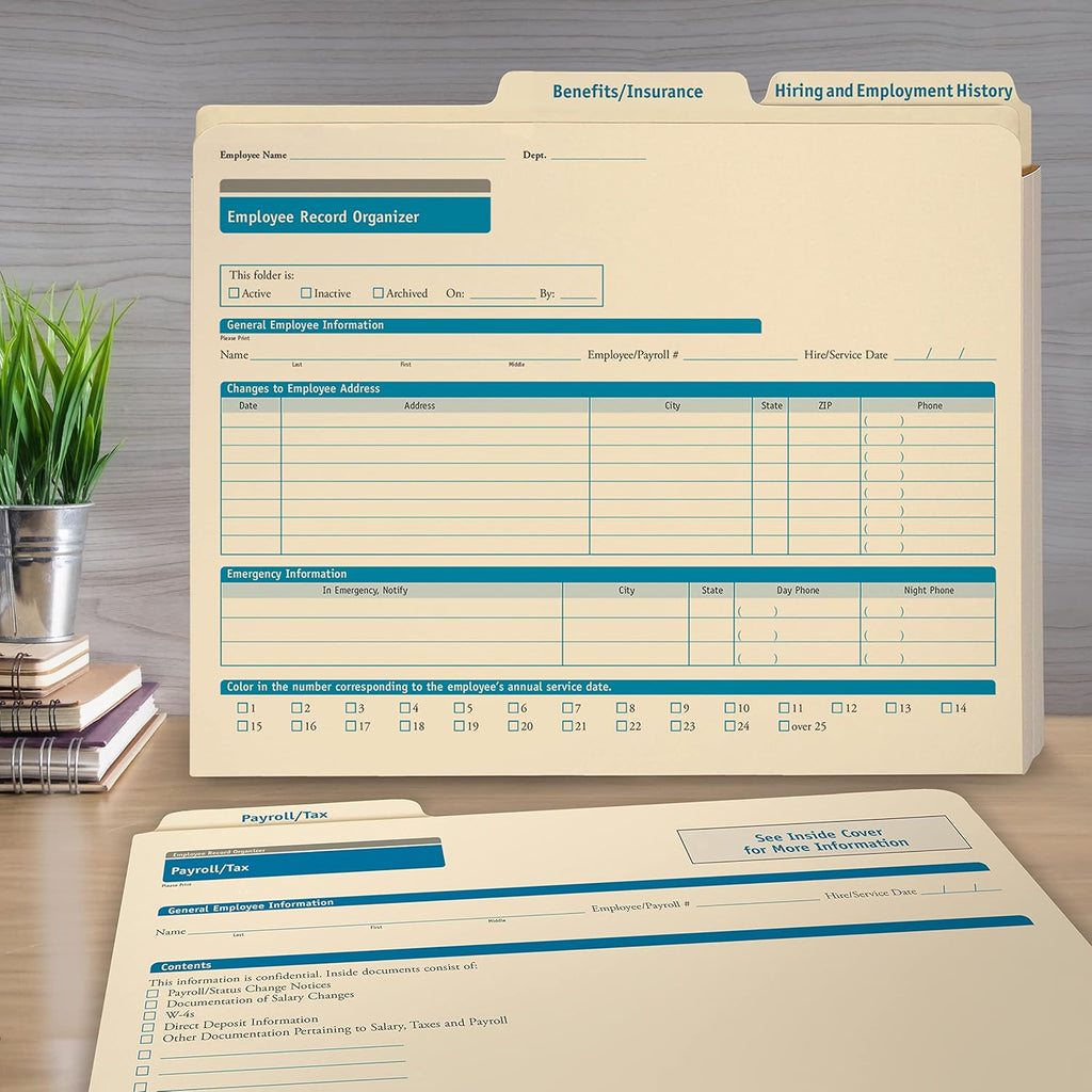 ComplyRight Employee Record Organizer 3-Folder Set | 12” x 9.5” x 1.25” | HR and Employee Management | 25-Set