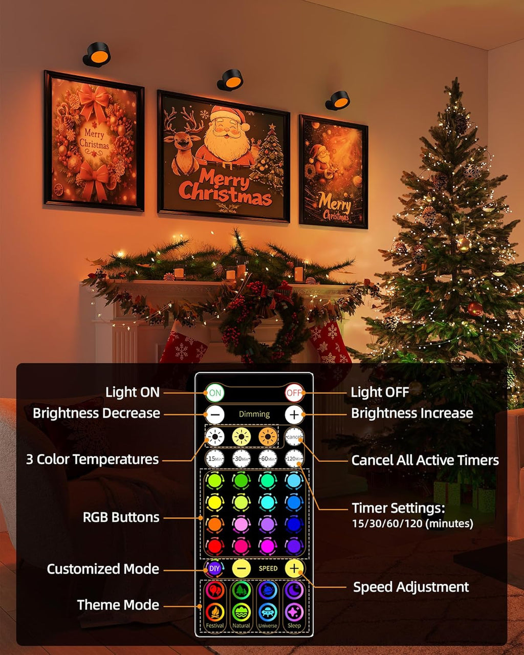 Wall Mounted Lights, 2 Pack Rechargeable RGB Color Changing Light, 3 Color Temps & Remote and Touch, 360°Rotation Dimmable Cordless for Study Bedroom Reading Bedside (Black)