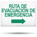 TRADESAFE Emergency Evacuation Route Arrow Right Sign – Ruta De Evacuación De Emergencia Spanish Sign, Quick Install, Light Reflective, UV-Resistant, Waterproof, 14” X 10” Aluminum Safety Signs