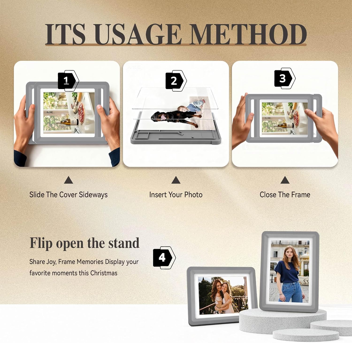 Dark Gray 5x7 Picture Frame with Acrylic Front 2 Pack, ABS Frame for 5x7 or 4x7 Photos, Shatterproof UV-Resistant Tabletop Photo Frame, Vertical/Horizontal Display for Home Décor