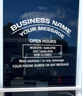 Business Hours Sign for Window – Two Title Lines (Two Arc Lines)