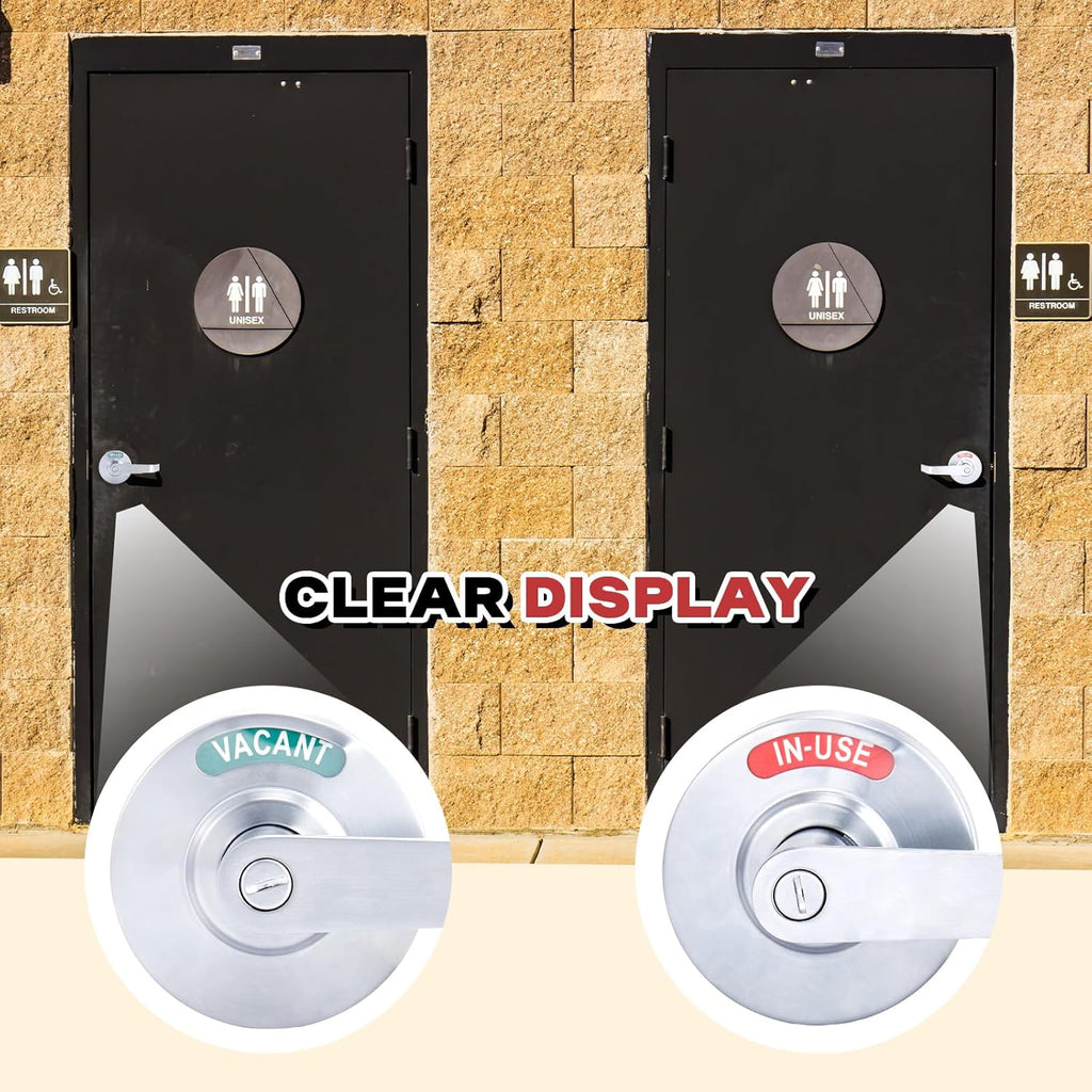 Tandefio 2 Set Vacant Occupied Bathroom Lock, Commercial Door Handle with in-use or Vacancy Occupied Deadbolt, Privacy Indicator Restroom Handle Lock for Restrooms, Satin Chrome (90 mm,Silver)