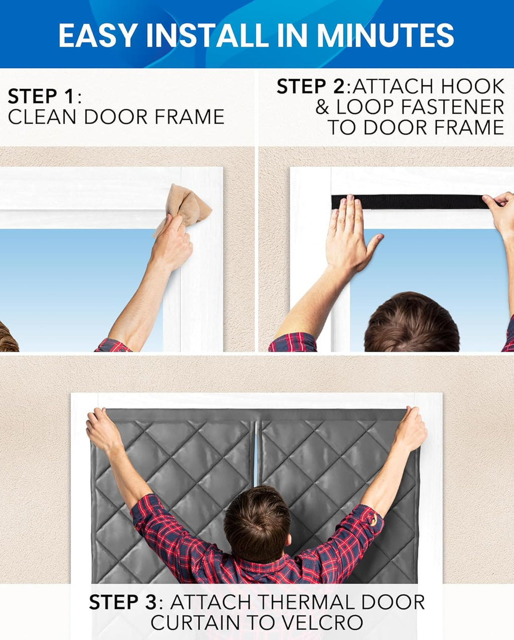 Flux Phenom Thermal Insulated Door Cover - Easy Install - Temperature Protection Barrier, Keeps Warm Air in, 50 Magnets for Secure Gap Free Closure, Magnetic Door Curtain for Winter - 40"x82"