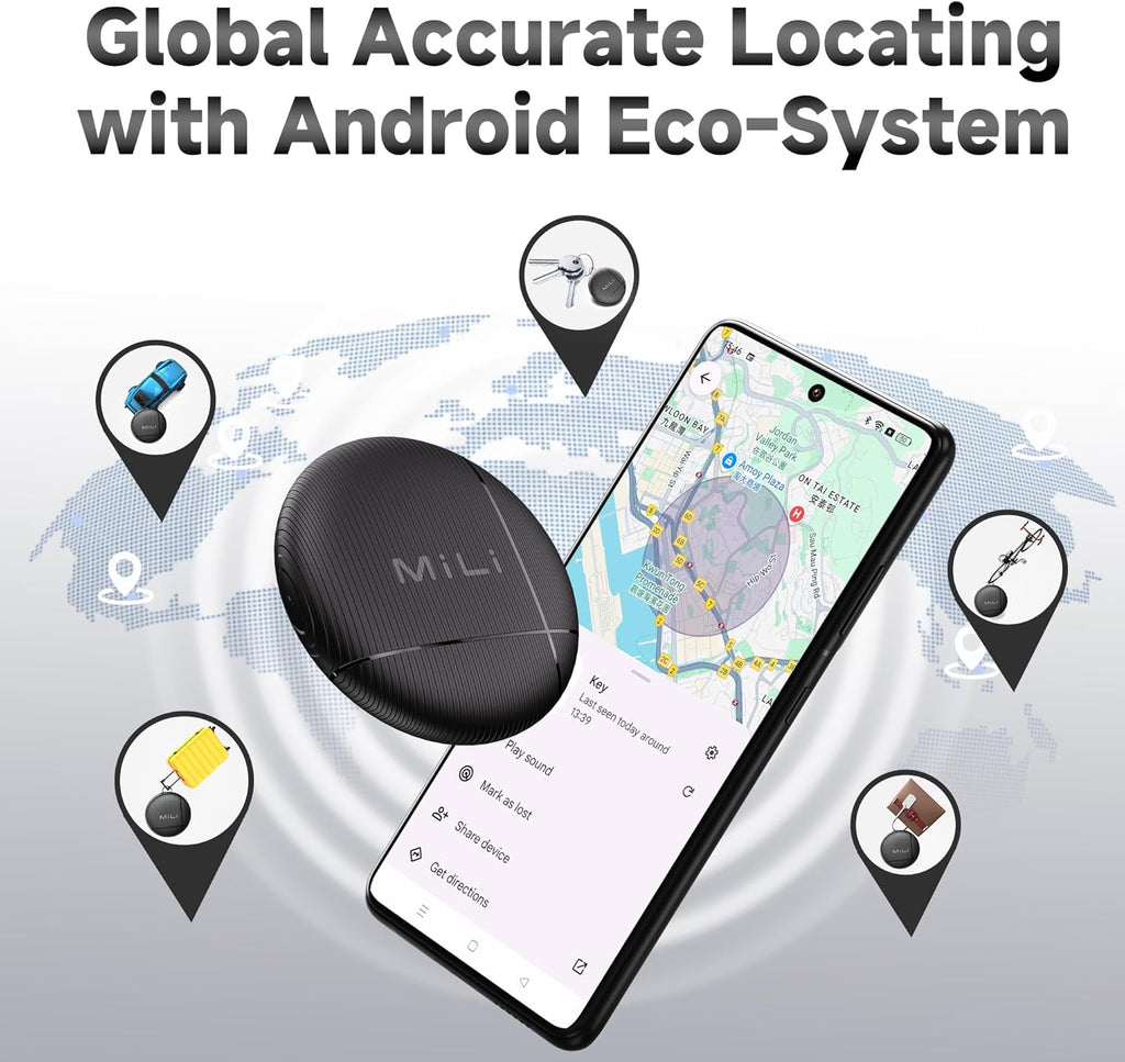LiTag - Bluetooth Tracking Tag for Android. Smart Tracker for Google Find My Device (Find Hub) App. Item Finder Locator for Keys, Luggage, Suitcase, Backpack, Purse (4 Pack)