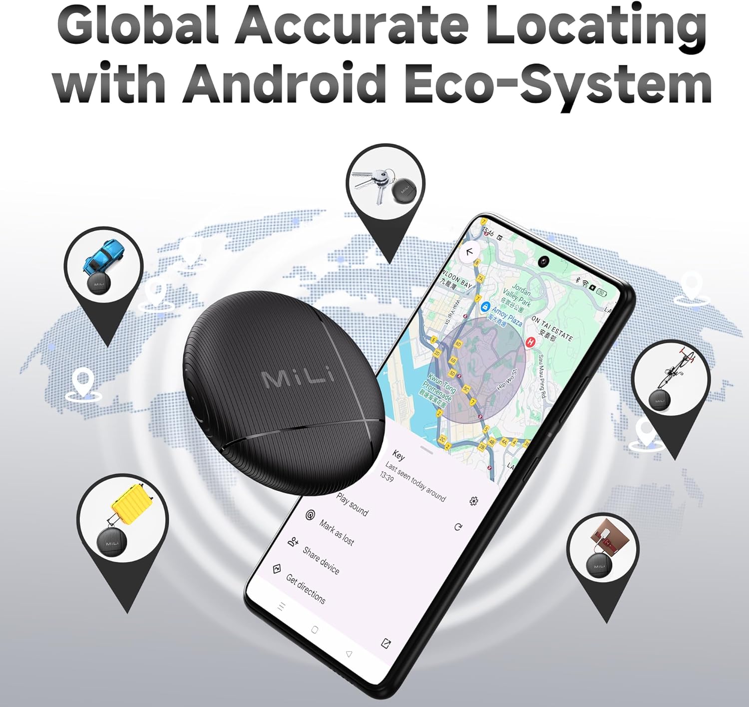 LiTag - Bluetooth Tracking Tag for Android. Smart Tracker for Google Find My Device (Find Hub) App. Item Finder Locator for Keys, Luggage, Suitcase, Backpack, Purse (4 Pack)