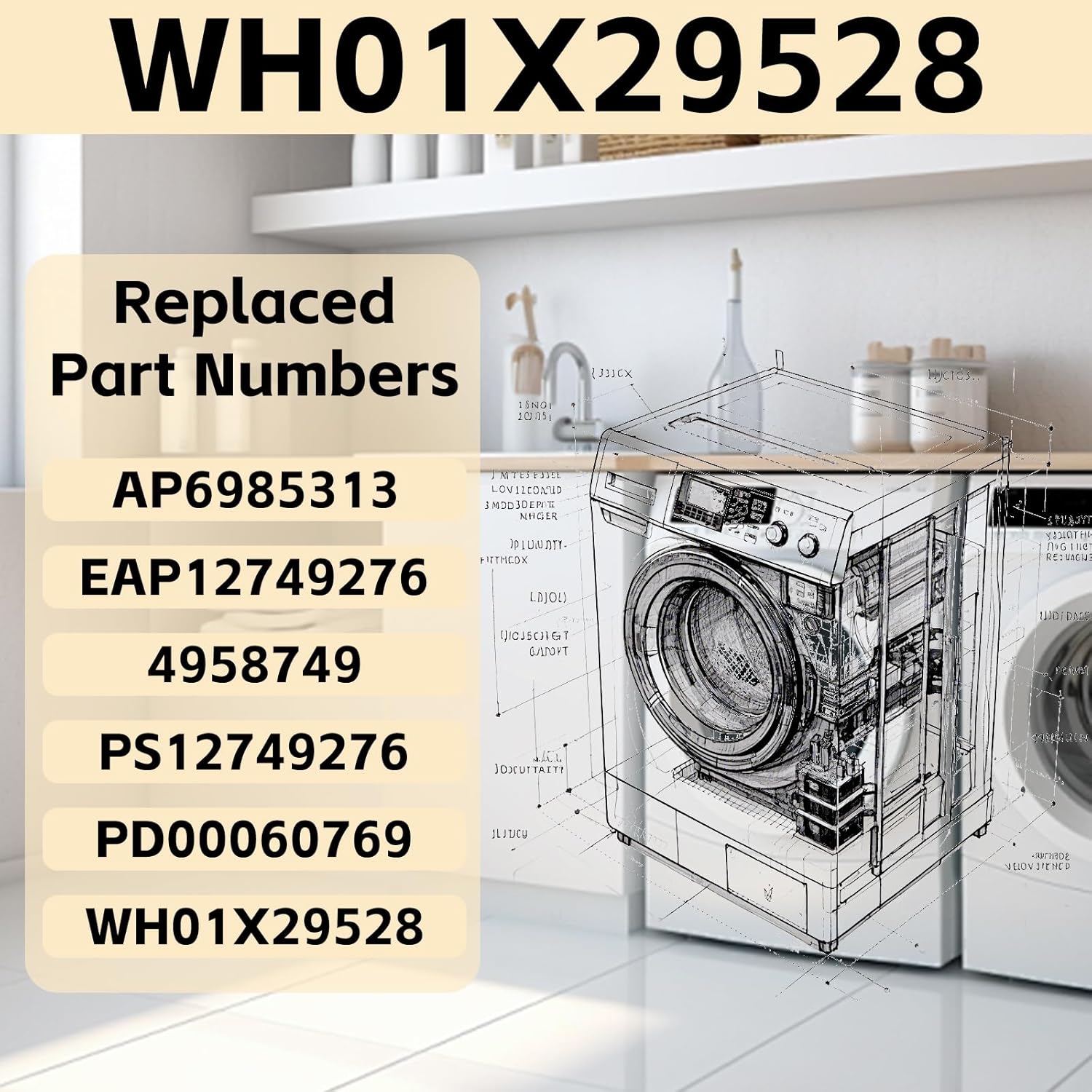 WH01X29528 Upgraded Washer Door Lock (OEM) Compatible with G.E Washing Machine,Replacement for AP6985313,EAP12749276,4958749,PS12749276,PD00060769.