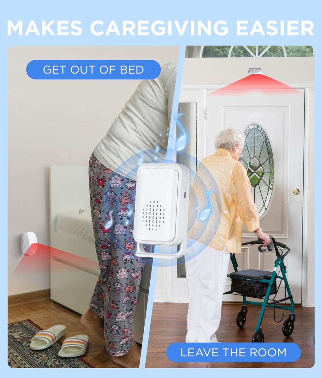 Newly Upgraded 2025 Bed Alarm for Elderly Dementia Patients - Wireless Fall Detection & Motion Sensor Alert System for Seniors, Dementia & Alzheimer Patients (2 Sensor + 1 Receiver)