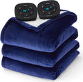 Bedsure Electric Blanket Queen Size - Dual Control Heated Blanket Queen, Fast Heating with 10 Time Settings & 10 Heat Settings, Warm Gift for Grandma (84x90 inches, Pageant Blue)