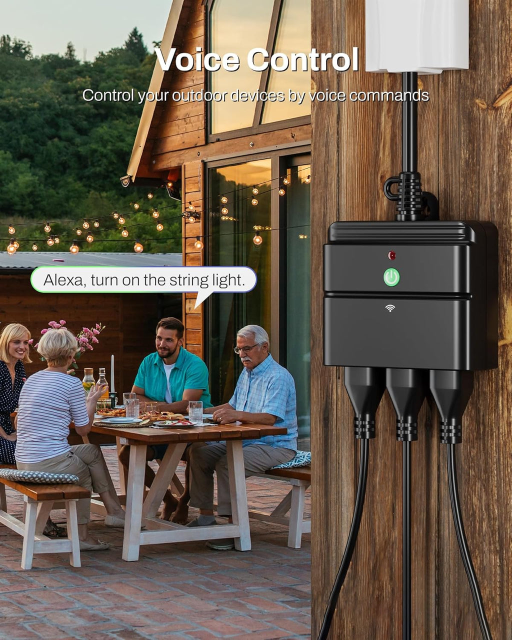 BN-LINK Smart Wi-Fi Outdoor Smart Plug, Heavy Duty Wi-Fi & Bluetooth Smart Plug with 3 Outlets, Alexa Smart Plugs for Alexa Devices & Google Assistant, Weatherproof IP44, No Hub Required, ETL Listed