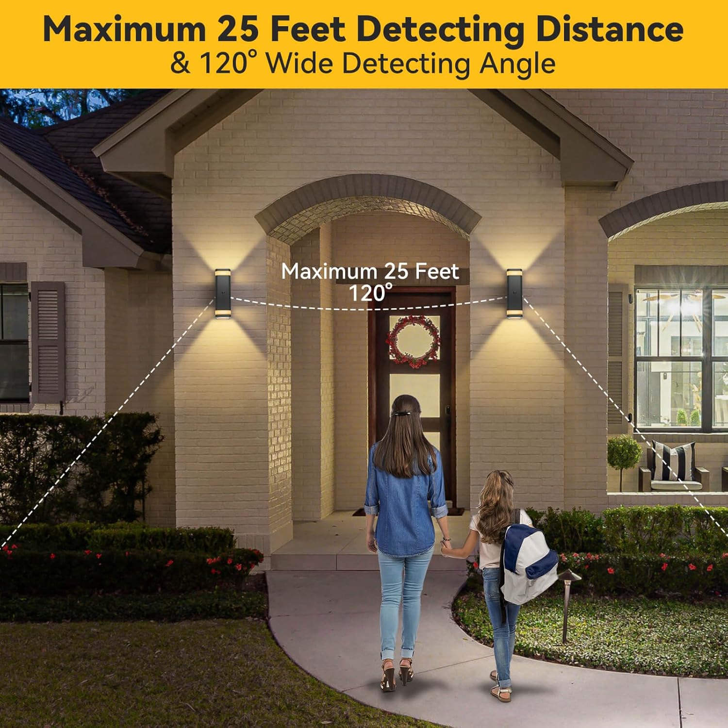 SHIMR Motion Sensor Outdoor Wall Light, Modern Dusk to Dawn Up Down Sconce with 3 Modes, Waterproof Exterior Light Fixture for Porch Garage Patio, 3000K LED Bulb Included, Black Finish