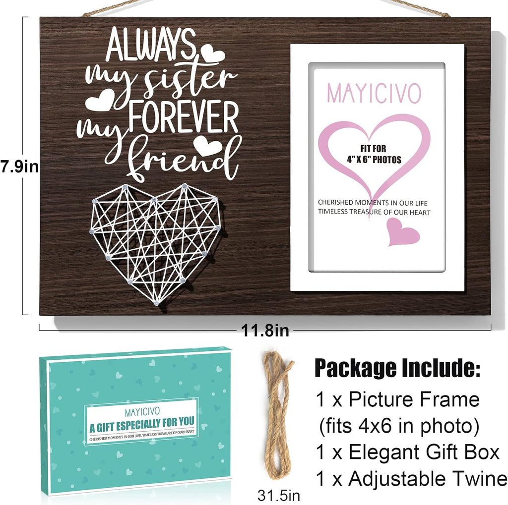 Best Sisters Gifts from Sister Picture Frame, Christmas Gifts for Sisters from Brother, Friend Gift for Women Birthday Gift for Soul Sister in Law - Always My Sis Forever My Friend - 4x6 Photo