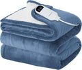 Bedsure Electric Blanket Twin - Soft Flannel Heated Blanket, Fast Heating with 10 Time Settings & 6 Heat Settings, Warm Gift for Grandma (62x84 inches, Blue)