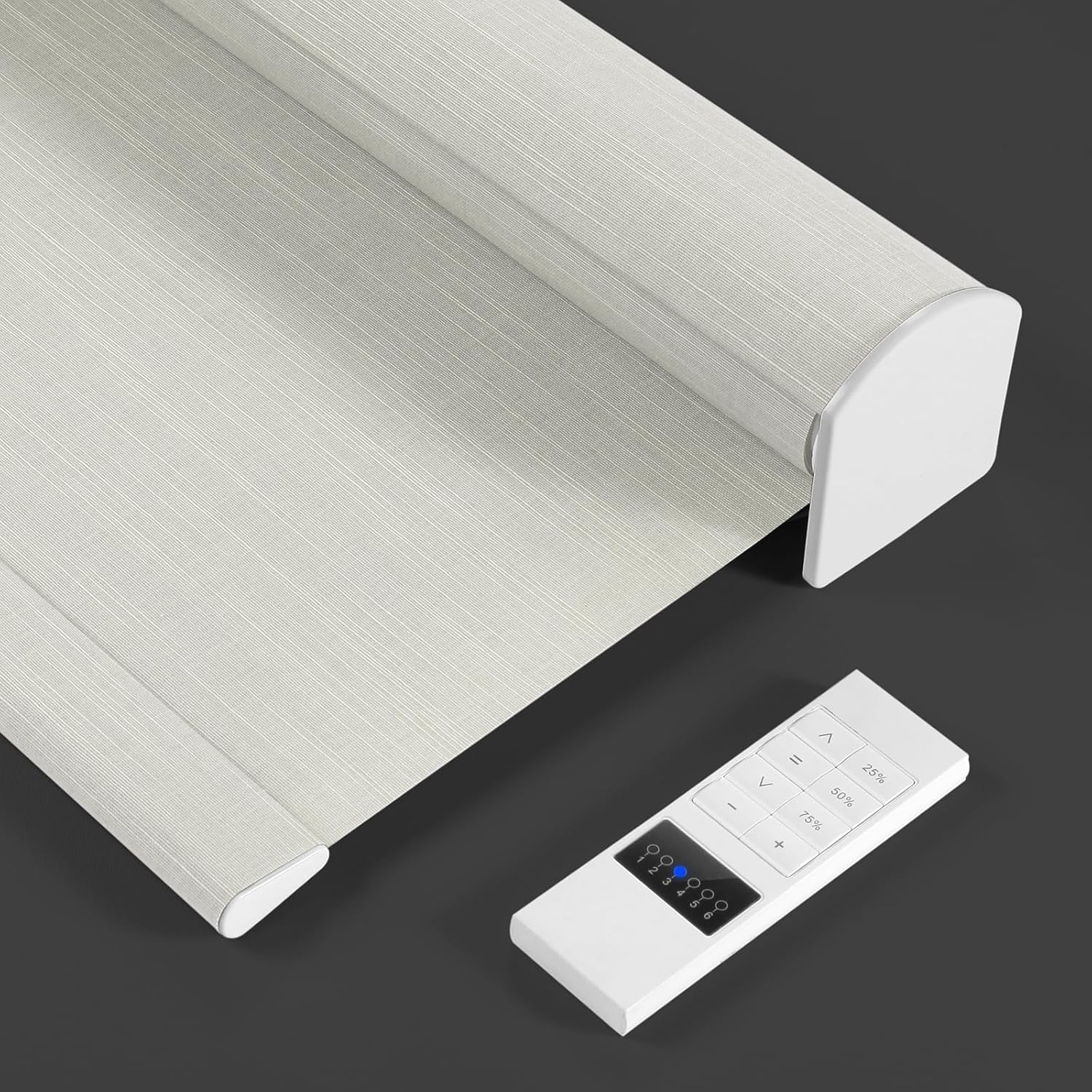ZSTARR Motorized Light Filtering Roller Blinds with Remote Control,Rechargeable Smart Window Shades Compatible with Alexa Google via Hub,Fabric Wrapped Valance, Custom Size (Light Beige)