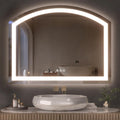 Hasipu 36" x 28" Arch LED Bathroom Mirror, Frontlit Wall-Mounted Vanity Mirror with Lights, Defogging, Smart Touch, Dimmable 3 Color Modes, Safety Shatterproof Glass Coating
