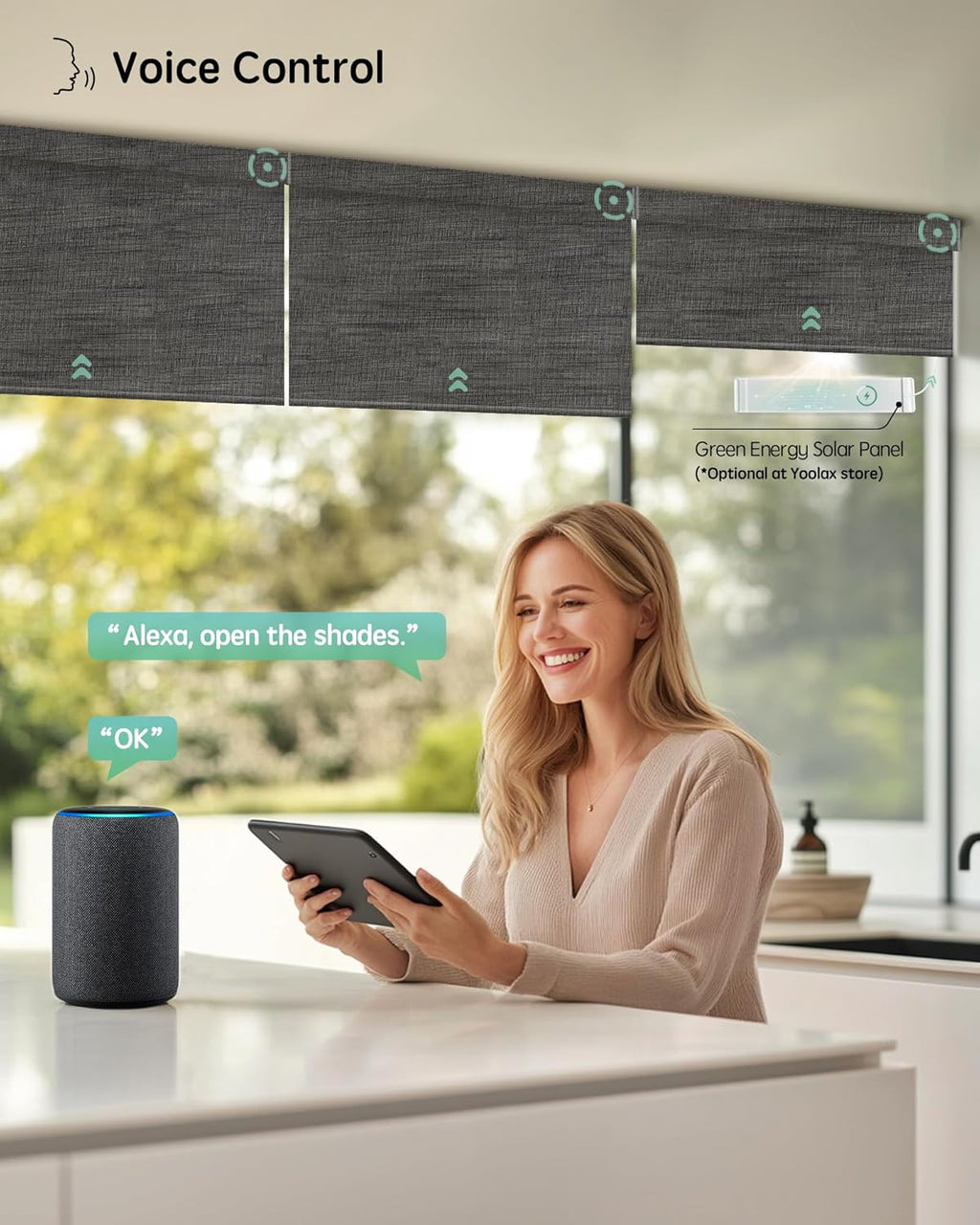 Yoolax Motorized Blinds with Remote, Smart Blinds for Windows Blackout Automatic Shades Compatible with Alexa Remote Control Roller Window Shades with Valance, Custom Size (V-Canyon Black Brown)
