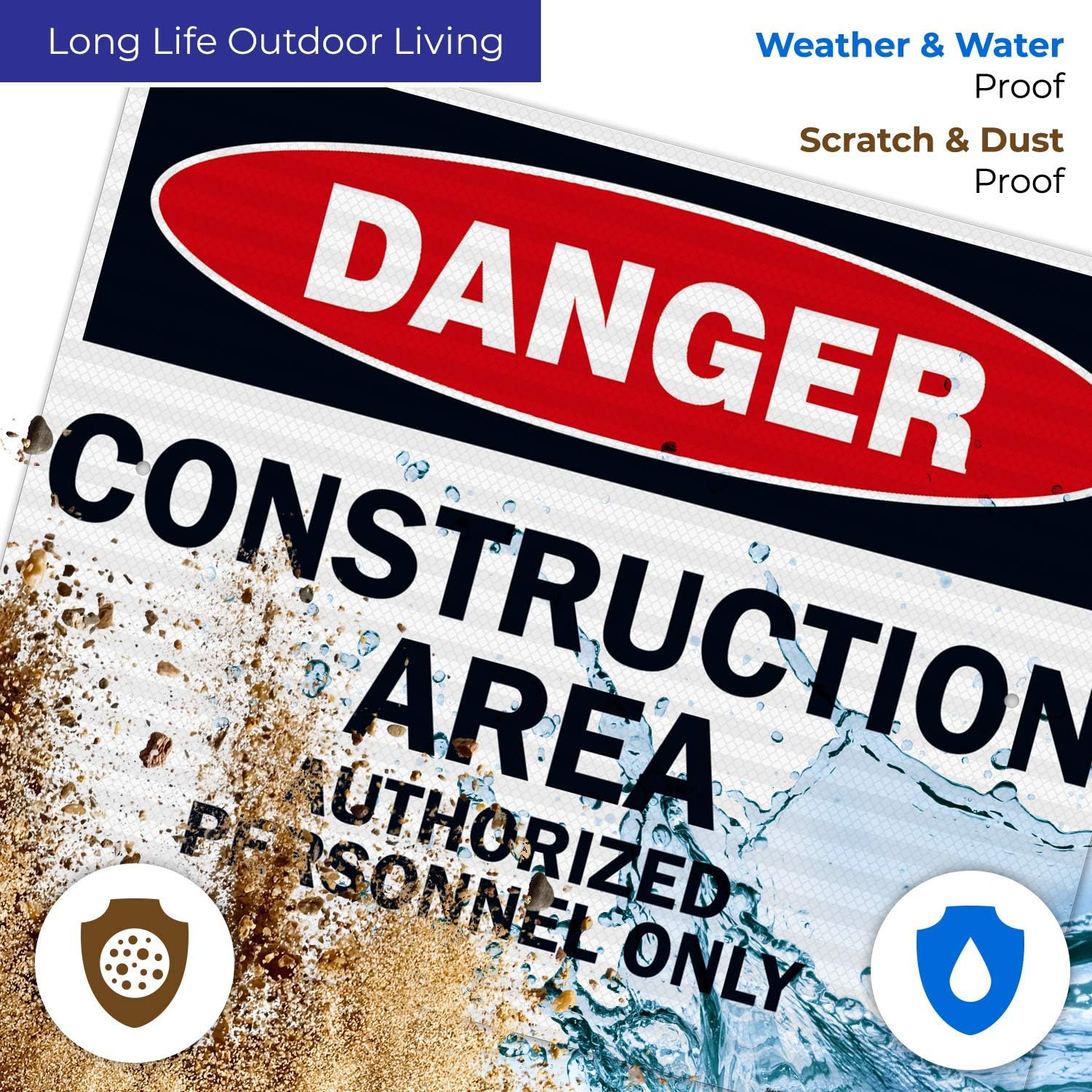 Danger Construction Area Sign, Authorized Personnel Only Sign, 24x30 Inches, Rust Free .063 Aluminum, Fade Resistant, Indoor/Outdoor Use, Made in USA