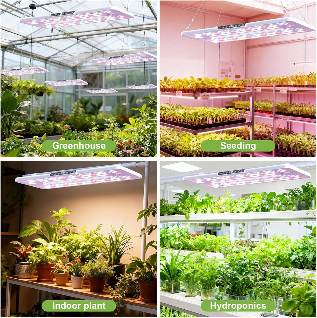 22" x 10" Grow Lights for Indoor Plants and Vegetables, Full Spectrum LED Growing Lamp for Indoor Garden Greenhouse - Features Two Smart Light Mode, 12~23H Timer - 2 Pack (2 in Series White)
