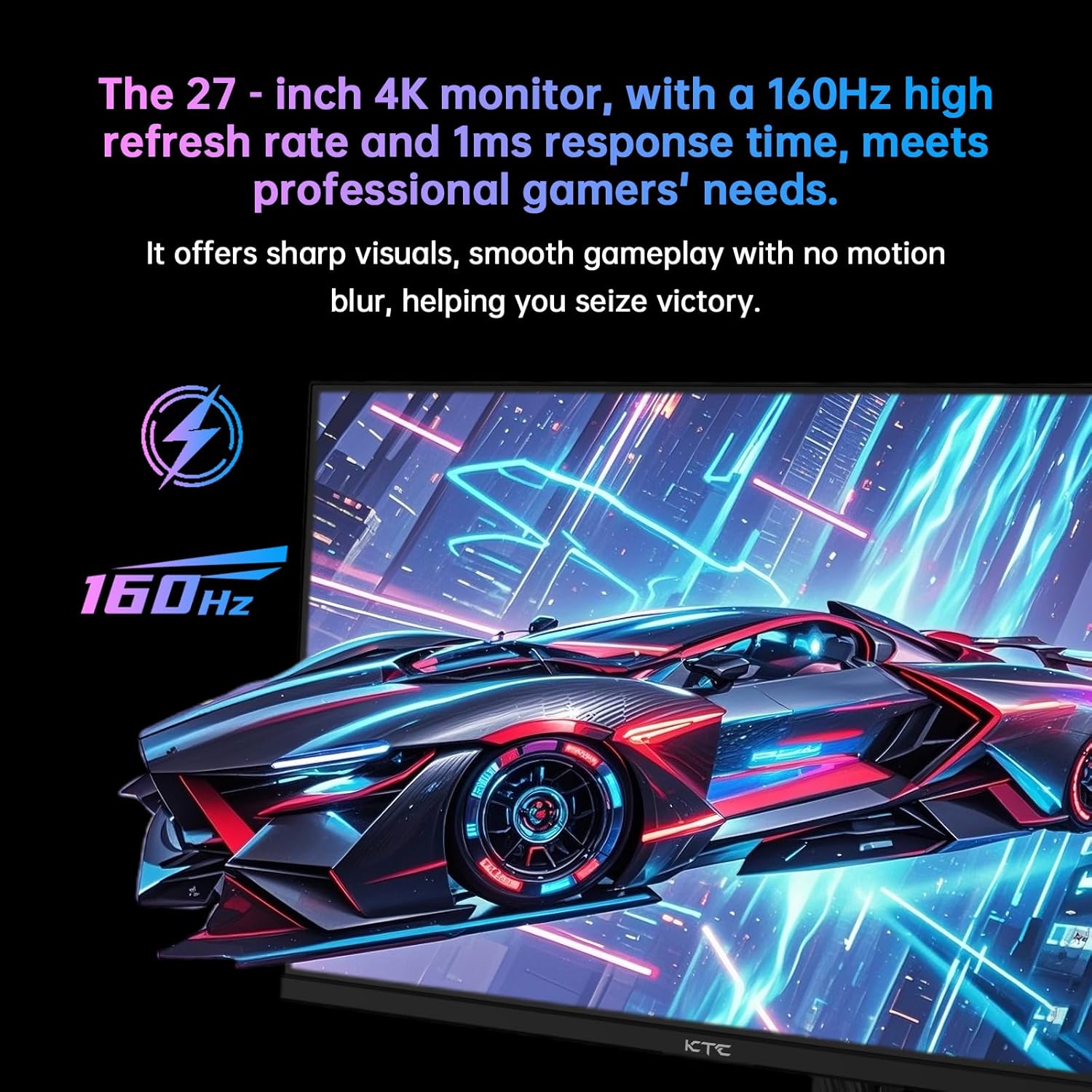 KTC 27 Inch 4K Gaming Monitor, UHD 3840x2160 160Hz Compute Monitor, Fast IPS Panel, Adaptive Sync, HDMI DisplayPort, HDR400, Height Pivot Swivel Tilt Adjustable Vertical Monitor, U27T6