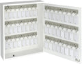 Acrimet 48-Key Cabinet with Lock, Wall Mount Wooden Key Organizer, Security Key Storage Box (48 Positions) with Numbered Hooks & Crystal Key Tags – Commercial & Home Use (White)